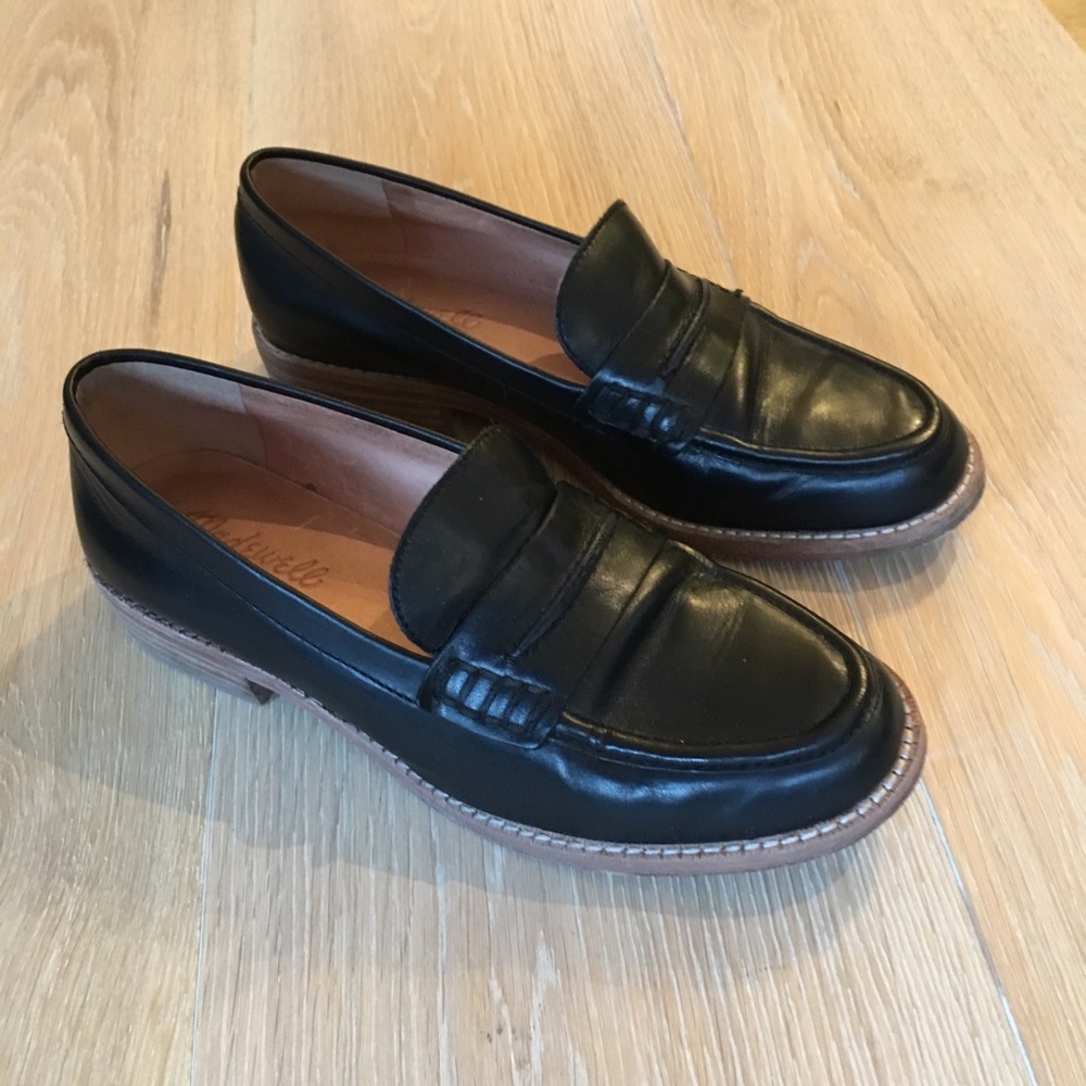 Madewell Elinor penny loafer black leather Sz 6.5